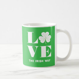 Kärlek Shamrock Klöver Irish Grönt White Anpassnin Kaffemugg