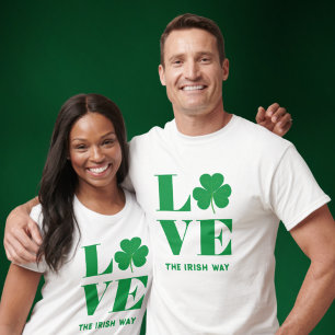 Kärlek Shamrock Klöver Irländsk Anpassad Text Grön T Shirt