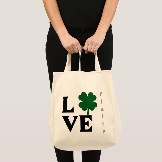 Kärlek Shamrock St patricks day Design Tygkasse (Framsida (produkt))