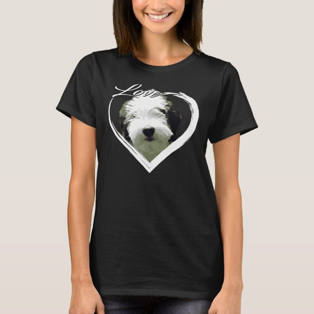 Kärlek Sheepadoodle Old English Sheepdog Pudel Kär T Shirt (Framsida)