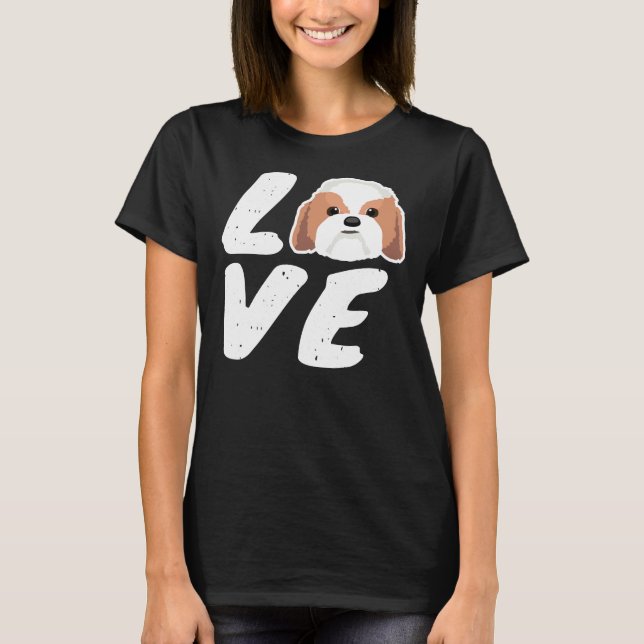 Kärlek Shih Tzu Hund T Shirt (Framsida)