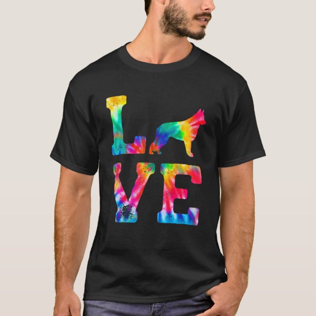 Kärlek Shiloh Shepherd Tie Dye Hund Mamma Pappa T Shirt (Framsida)