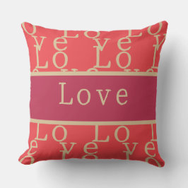Kärlek | Shock rosa Red Guld Typography Kudde