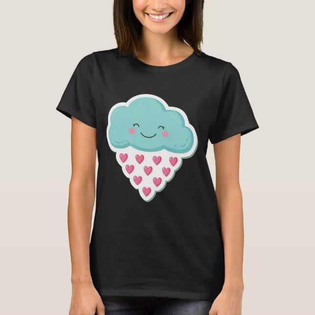 Kärlek Shower: Lycklig Rain Cloud T-Shirt Design (Framsida)