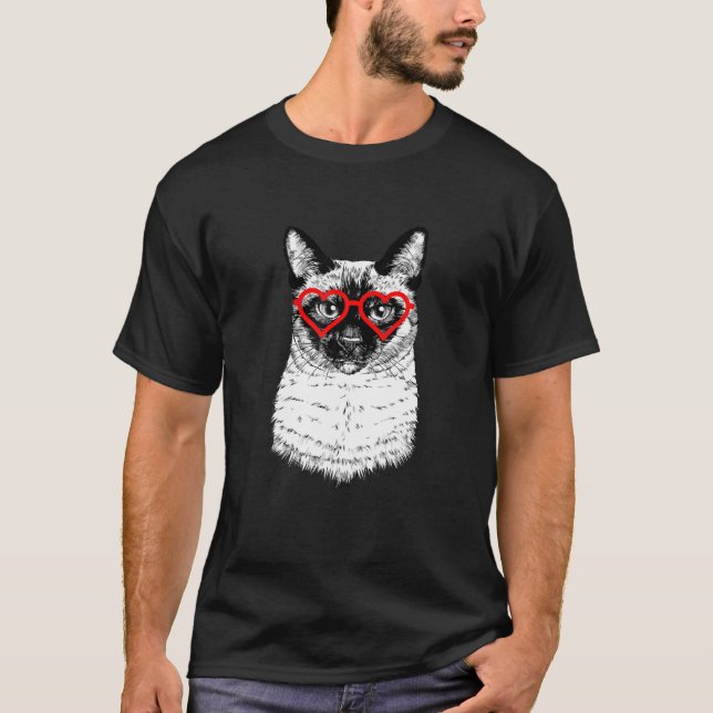 Kärlek Siamese Cat Heart Svan Twisted Cat Lover Gi T Shirt (Framsida)