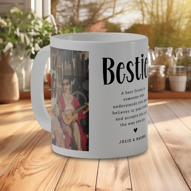Kärlek sida: 2 foto och citat Bestie Coffee Mugg (Skapare uppladdad)