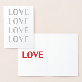 Kärlek silver och den minimalistiska texten från i folierat kort