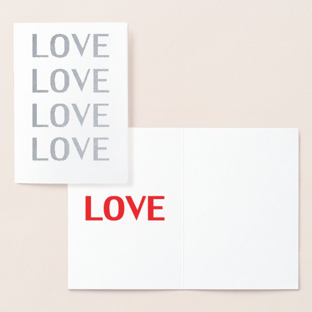 Kärlek silver och den minimalistiska texten från i folierat kort (Display)