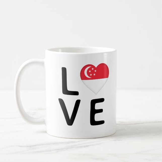 Kärlek - Singapore Flagga Kaffemugg (Vänster)