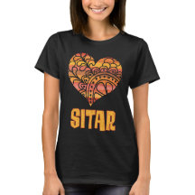 Kärlek Sitar Orange Mandala Heart Indian Music