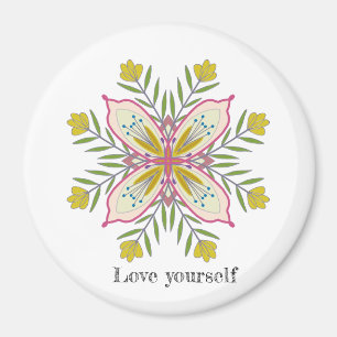 Kärlek själv Mandala Blommigt Magnet