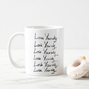 Kärlek själv! Motiv kalligrafi-citat Kaffemugg
