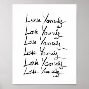 Kärlek själv! Motiv kalligrafi-citat Poster