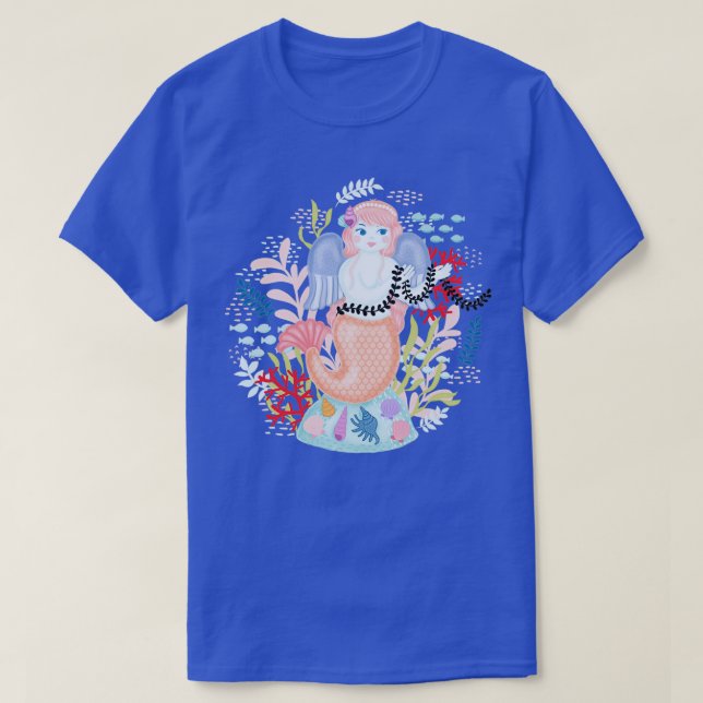 Kärlek Sjöjungfru Illustration T Shirt (Design framsida)