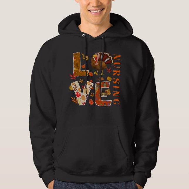 KÄRLEK sjuksköterskor ger Turkiet höstfälla tack Hoodie (Framsida)