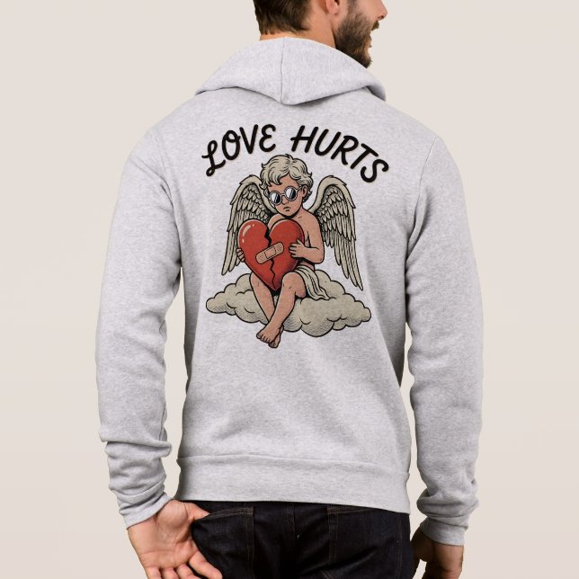 Kärlek skadar Cupid Ängel T Shirt (Baksida)