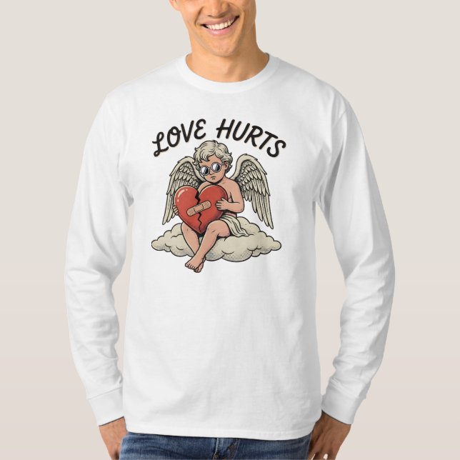 Kärlek skadar Cupid Ängel T Shirt (Framsida)