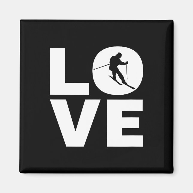 Kärlek Skiing Gift for Skiers Magnet (Framsidan)