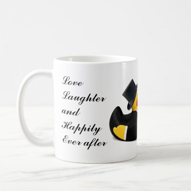 Kärlek, skratt & lyckligt för alltid - bröllopsgåv kaffemugg (Vänster)