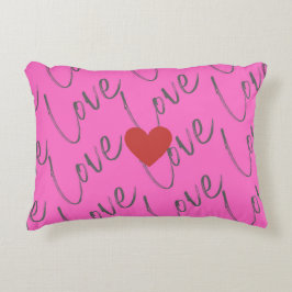 Kärlek skript med hjärta prydnadskudde