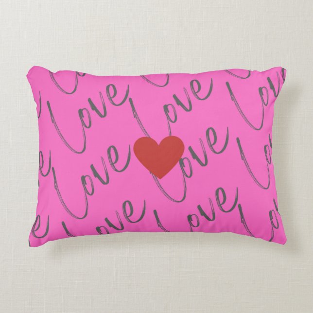 Kärlek skript med hjärta prydnadskudde (Framsidan)