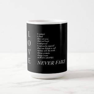 Kärlek skriptdefinitionstypografi, svart kaffemugg