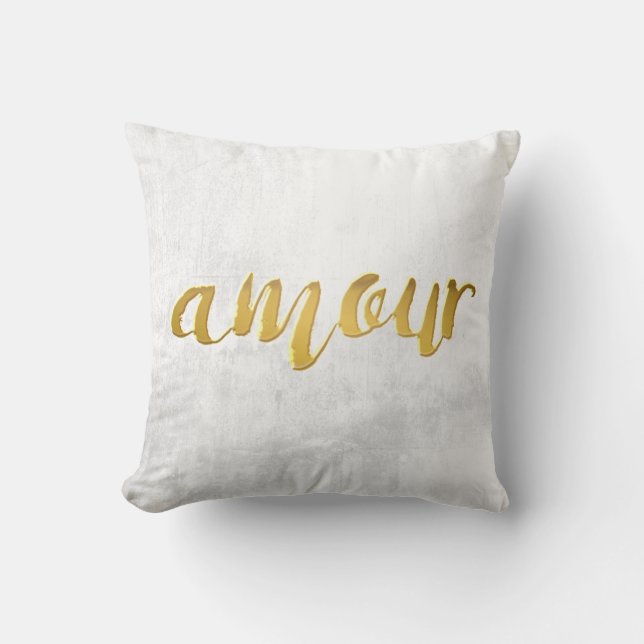 Kärlek - Skriv ut Brev-guldfärgetypografi för Kudde (Framsida)