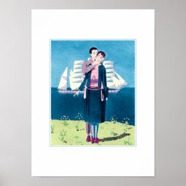 Kärlek. Skriv ut vintage Art Deco Poster