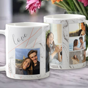 Kärlek skrivar - Collage för 5 foto på grå Kaffemugg