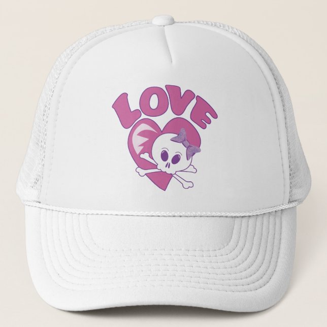 Kärlek Skull Truckerkeps (Framsida)
