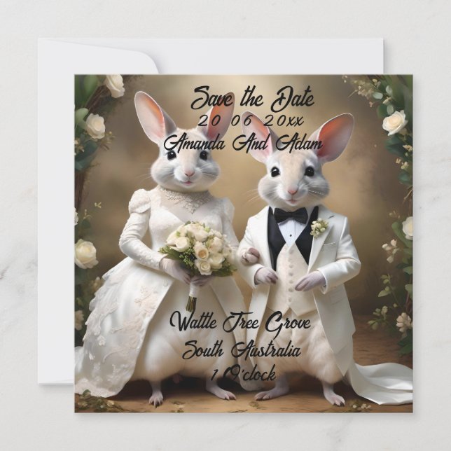"Kärlek Skutt nere under: A Bilby Bröllop Firande Spara Datumet (Framsida)