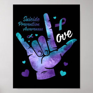 Kärlek-skylt, Teal& Lila Ribbon Suicide Preven Poster