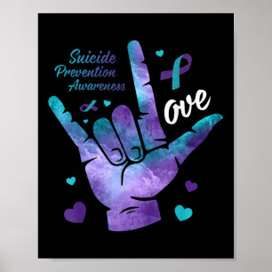 Kärlek-skylt, Teal&amp; Lila Ribbon Suicide Preven Poster