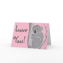 Kärlek! Sleeping Koala Rosa Greeting Card