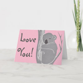 Kärlek! Sleeping Koala Rosa Greeting Card Helgkort