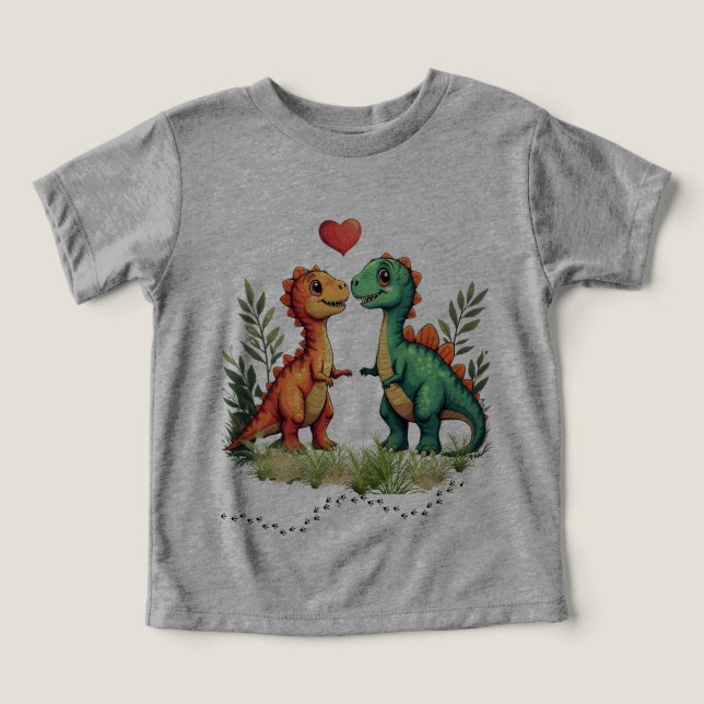 Kärlek slog dinosaurier t shirt (Design Framsida)