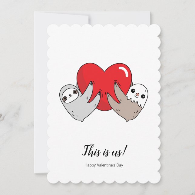 Kärlek Sloths Valentinkort Tack Kort (Framsida)