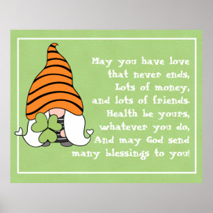 Kärlek slutar aldrig Gnome Irish Blating Poster