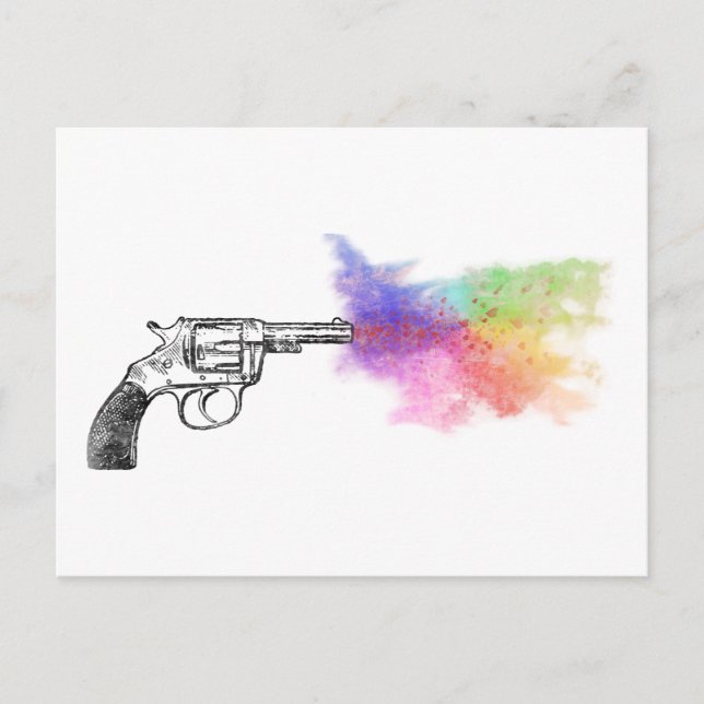 kärlek smokins pistol : regnbåge : vykort (Framsida)