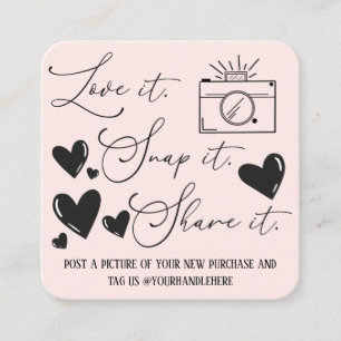 Kärlek Snap Camera Hearts-skript Etsy Business Fyrkantigt Visitkort