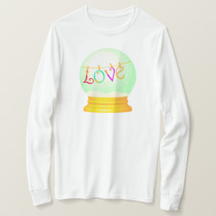 Kärlek snö-globe söt boho-färgad t shirt