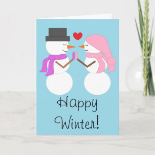 Kärlek & Snöbefolkning: Lycklig Winter Kort