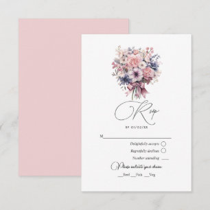 Kärlek Snygg Rosa Slinga och Pastell Bouquet Bröll OSA Kort