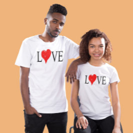 Kärlek Snyggt Red eart romantic lite citat T Shirt