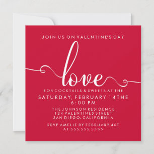 ’Kärlek’ Snyggt Valentines day Party Inbjudningar