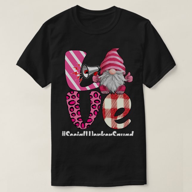 KÄRLEK Social Worker Squad Valentines day Gnomes R T Shirt (Design framsida)