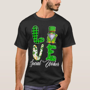 KÄRLEK Social Worker St. Patricks Day Gnome Klöver T Shirt