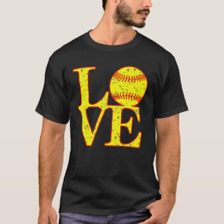 Kärlek Softball Distress Digital Art T Shirt