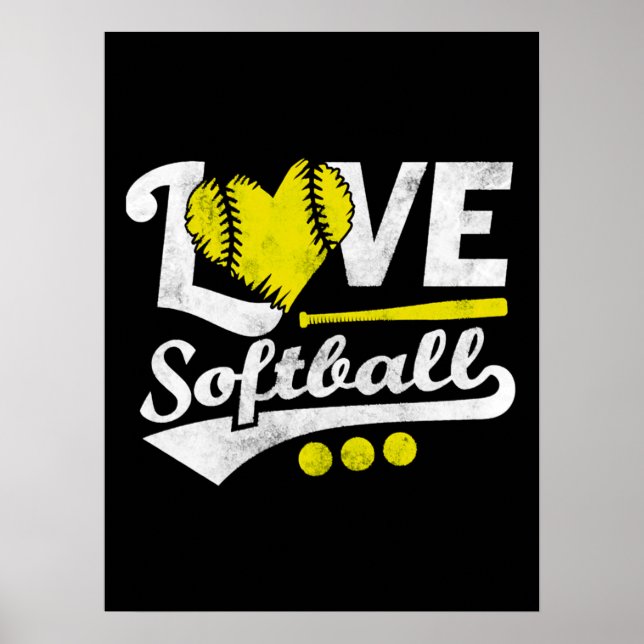 Kärlek Softball for Tonåring Girls, Women Cute Sof Poster (Framsidan)