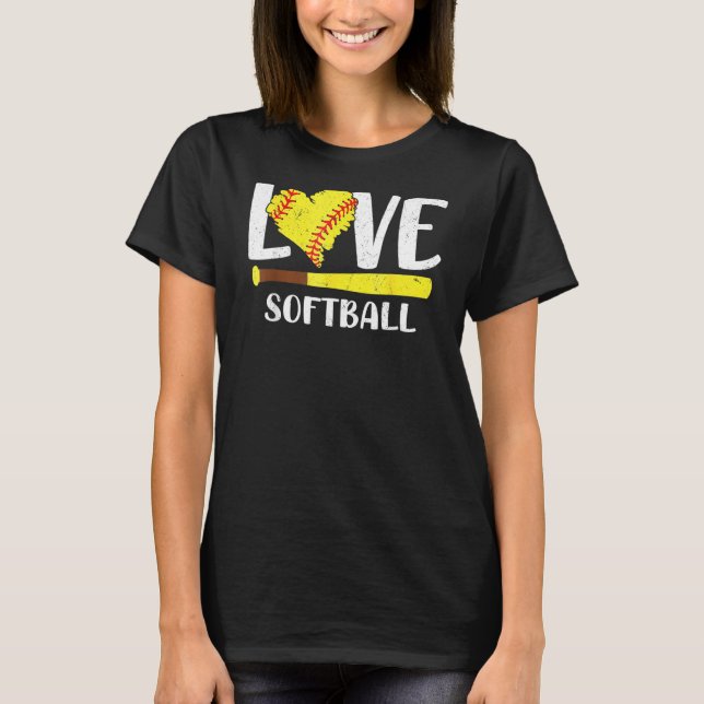 Kärlek Softball Graphic som visar upp ett band för T Shirt (Framsida)
